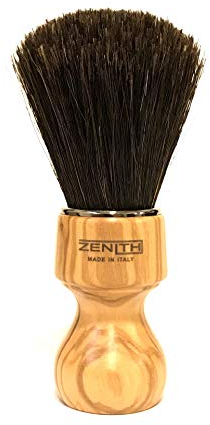 Zenith Barber - Brocha de afeitar con crin y mango de madera de olivo