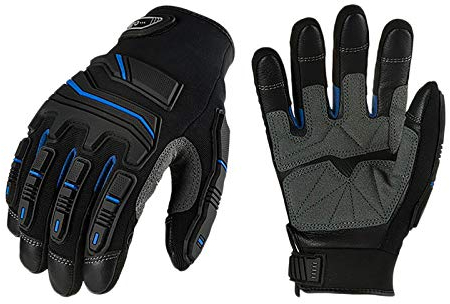 Vgo... Guanti da Lavoro Meccanico in Pelle Bovina per Camionista Costruzione Magazzino Guanti Antivibranti da Sicurezza CA9730HL (L, 1 paio)