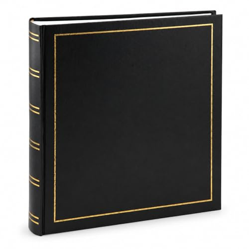 Classic Fotoalbum Tradition 30x30 cm – Jumbo Buchalbum mit 100 weißen Seiten, 50 Blatt, Pergaminschutzblätter, Vinyleinband, Fotobuch: Farbe: Schwarz