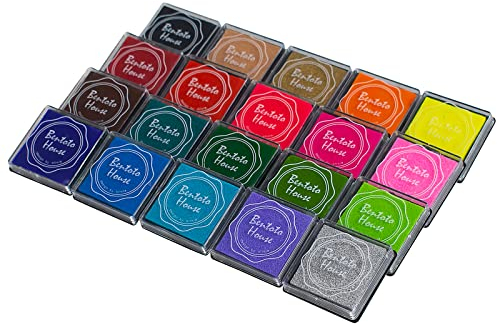 CIOUYAOS 20 Farben Stempelkissen, ungiftig, waschbar, Fingerabdruck-Stempelkissen-Set, Regenbogen-DIY-Stempelkissen für Kinder, Kartenherstellung, Scrapbooking-Stempelzubehör (20 Stück)