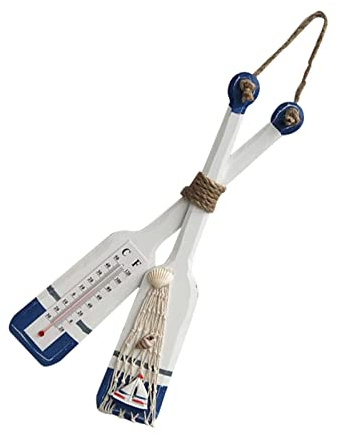 Hänger Paddel Mit Schnur Zum Aufhängen Deko Paddel Deko Maritim Wanddeko Nautische Deko Mediterraner Stil Wanddekoration Türhänger Ornament Mit Thermometer Für Kinderzimmer Wohnzimmer Geschenk