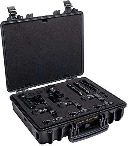 LEWITT Drum Mikrofon Set BEATKIT PRO für Live und Studio inkl. Zubehör | 7-teiliges Set mit Kick, Snare, 3 Tom Mikrofonen und Stereopaar Overheads - inkl. Zubehör und Transportkoffer