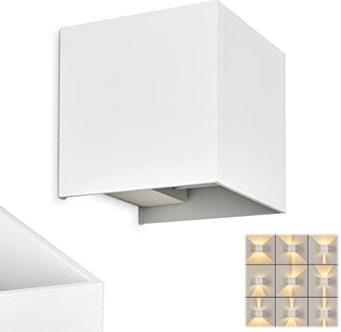 HOFSTEIN LED Außenwandleuchte Tamarin, moderne Außenlampe aus Metall in Weiß, Wandlampe mit verstellbaren Lichteffekten für Terrasse/Hof/Haustür, 3000 Kelvin, 6 Watt, 308 Lumen, IP54