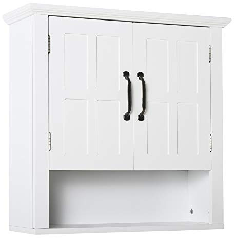 HOMCOM Armario de Pared para Baño 2 Puertas 60x19,8x58 cm Blanco