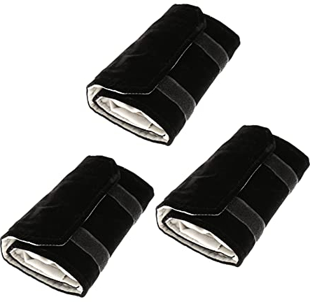 Grendly 3 rollos para joyas, franela, para anillos, para guardar joyas, viajes, color negro, pequeño