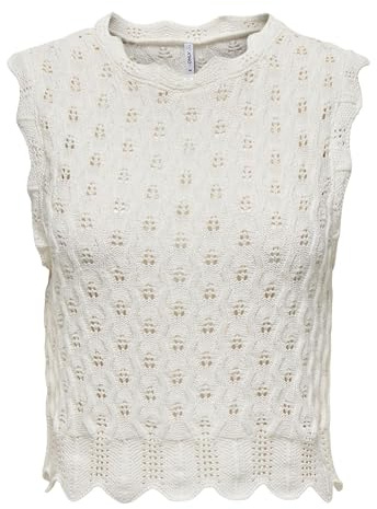 ONLY Damen Onlluna Life Sl O-Neck Nca KNT Tanktop, Cloud Dancer, S EU