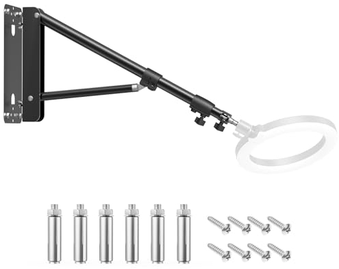 SEDGEWIN Wall Mount Triangle Boom Arm, 51 Adjustable Ring Light Wall Mount 180º Rotation for Photography Studio, Strobe Flash, Softbox, Ring Light, Umbrella, LED Video Light