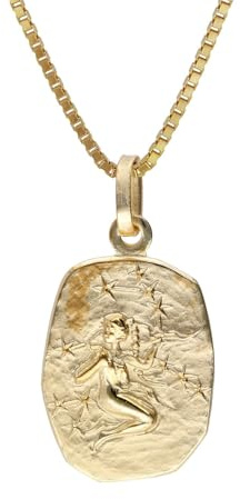 trendor Jungfrau Sternzeichen Gold 333 mit vergoldeter Silberkette 15382-09 | klassischer Tierkreiszeichen Anhänger für Damen oder Herren, zeitloser Halsschmuck
