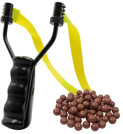Luoyer® Zwille Steinschleuder Profi für Jagd Slingshot Schleuder Set mit Gummiband mit Seitlicher Zielhilfe Sportschleuder Katapult für Erwachsener Outdoor inkl Tonkugeln (Flachgummi)