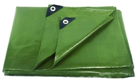 ANSIO Tarpaulin 3m x 3m Water-resistant Tarp Large Camping Cover Sheet – Multipurpose Groundsheet with UV Protection, Weatherproof & Frost-Resistant – Reinforced Eyelets - Green