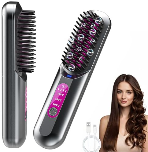 Stylingbürste für kurze Haare, tragbare kabellose Glättbürste, wiederaufladbare Haarstylingbürste für Reisen und täglichen Gebrauch
