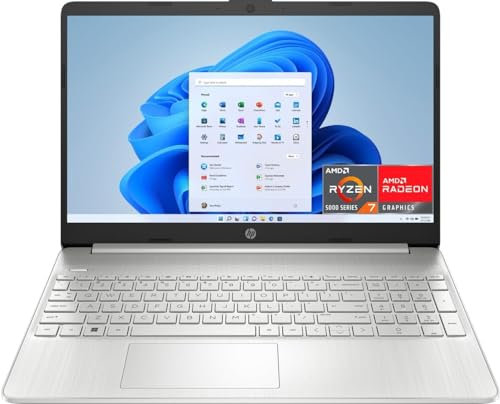 HP Laptop 15s-eq2018sl, AMD Ryzen 7-5700U, RAM 16GB DDR4, SSD 512 GB, AMD Radeon Integrated, Display 15,6 FHD, Antiriflesso, Ultraslim, Wi-Fi, Lettore di Schede, Windows 11, Argento
