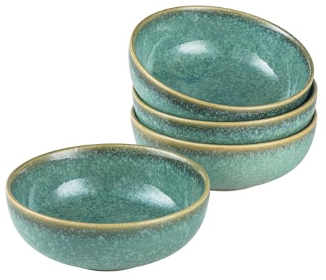 HENXFEN LEAD saladiers, 530ml bols à soupe en céramique, set de 4 bols à fruits en porcelaine, Vert brillant