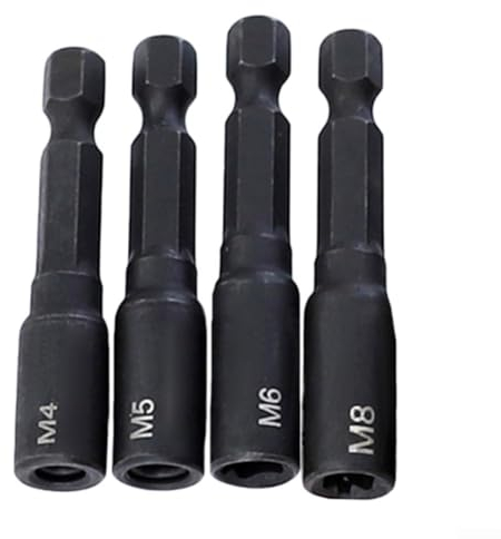 4 Stück 1/4 Zoll Sechskantschaft Gewindebohrer-Steckschlüssel-Adapter, M6-M14 festere Schraube, Gewindebohrer-Adapter, Halter, Verlängerungsstange (M4, M5, M6, M8)