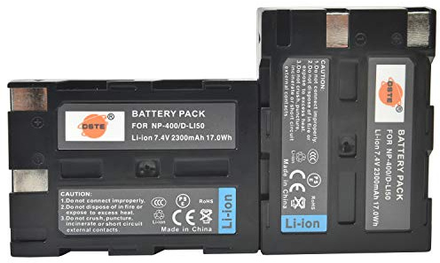 DSTE DE NP-400/D-LI50 7.4V (Paquete de 2) batería de Repuesto Compatible con Pentax K10D GP K10D Grand Prix K20D Konica Minolta NP 400 a Sweet Digital a-5 Dimage A1 A2 Dynax 7D, etc.