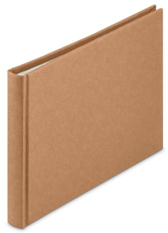 Hama Fotoalbum „Wrinkled“ 24x17 cm (Buch-Album mit 36 weißen Seiten aus Bambus Papier, zum Selbstgestalten und Einkleben, Erinnerungsalbum) Fotobuch braun