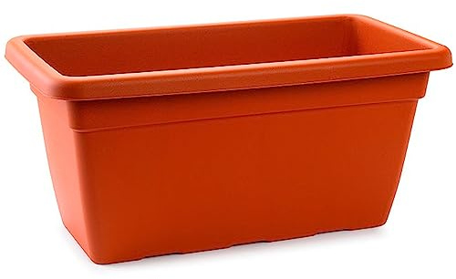 Acan Tradineur - Jardinera de plástico sin Plato, macetero con Agujeros de drenaj, Modelo PLFT, Tiesto Rectangular, Plantas, Flores, balcón, hogar, Fabricada en España (Marrón, 100 cm)