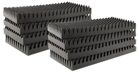 MUSIC STORE Absorber Set, 8 Stück 100mm Noppenschaum, Anthrazit, Akustikdämmung für optimale Klangqualität