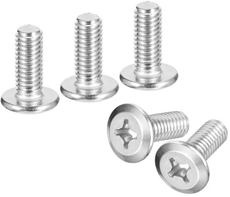 sourcing map M6x15mm Flat Round Head Phillips Head Screws, 12Pcs 304 Stainless Steel Phillips Drive Machine Screw, Full Thread, Bright Finish, Furniture Screw Connection Bolt Screw