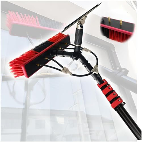 Window Cleaning Brush Equipment High-Strength Carbon Fiber Retractable Water Fed Pole Set Scrubbing Brush with Squeegee