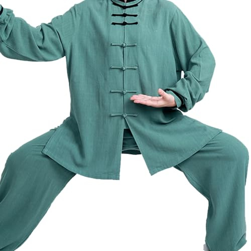 BATTTX Abbigliamento Tai Chi Arti Marziali Abbigliamento Tradizionale Cinese Uomo Donna Kung Fu Taekwondo (Color : Green, Size : M)