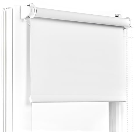 Fenster DEKOR - Rollos Für Fenster Ohne Bohren Weiß - Verdunkelungsrollo B40 x H120 cm - Klemmrollo Verdunkelung - Fensterrollo Für Balkontüren - Verdunklungsrollo Leicht Zu Installieren - Klemmfix