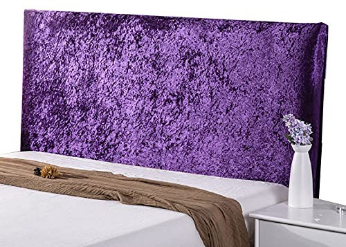 Bettkopfteil Hussen Stretch Bett Kopfteil Bezug Luxus Kopfschutzbezug für Doppelbett Einzelbett Kingsize Bett weicher Samt Eisen/weiche Tasche/Holz/Leder Staubdichter Schonbezug Lila 1–160 cm