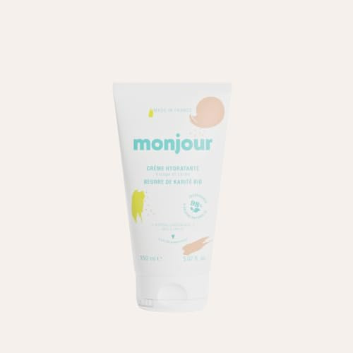 MONjour – Crema hidratante facial y cuerpo – Bebé – Apto desde el nacimiento – Calma y protege la piel – 150 ml – Fabricado en Francia – Excelente en Yuka – 98% de ingredientes de origen natural