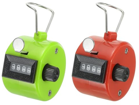 PATIKIL Contatore Clicker, 2Pz 4 Cifre Contatore Click Pitch Meccanico Portatile per Allenamento Maglia, Golf, Giro, Pesca, Verde-Rosso