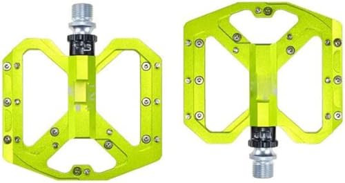 Mountainbike-Pedale, Mountainbike-Pedale, Plattform, flache Legierung, 9/16 Zoll, 3 Kugellager für Straßen-Fixie-Fahrräder (Grün)