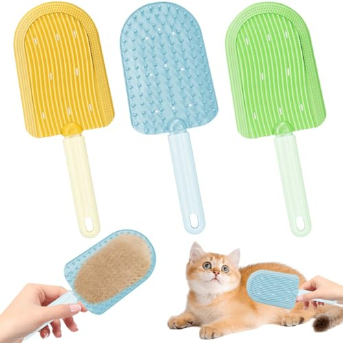 Katzenbürste, Katzen Bürste, Katzenkamm Silikon, Katzenbürste Kurzhaar, Langes Haar Katze Bürste, Doppelbürste Katzenhaarbürste, Fellbürste für Katze Hunde Haustier Fellpflege
