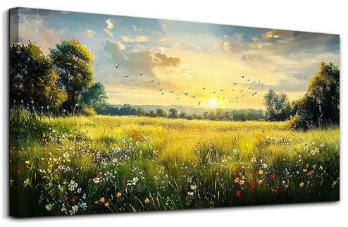 MHARTK66 Modern ästhetische Bilder Wohnzimmer Landschaft Gemälde 75x150 cm | hd-druck mit klaren details, leichtes aufhängen, schnelle montage, flexibel einsetzbar und ideal als passende geschenkidee