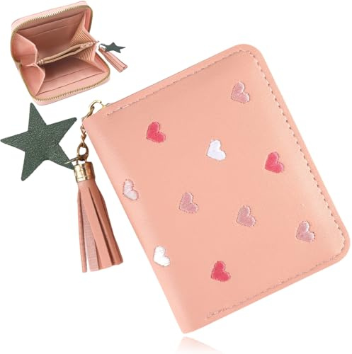 ARWIG Portafoglio per bambini, borsa per ragazze, portafoglio corto per ragazze, portafoglio con cerniera, in pelle PU, portafoglio per bambini, monete, per bambini, ragazze, donne (rosa)