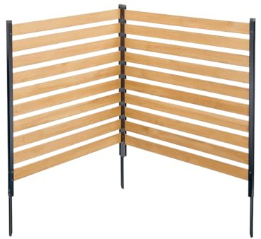 VEVOR Valla de Madera 1100 x 982 mm, Valla de Listones de 2 Paneles, Cerramiento con Estacas de Metal, Valla de madera para Exteriores para Decoración de Jardín, Aire Acondicionado, Equipo de Piscina