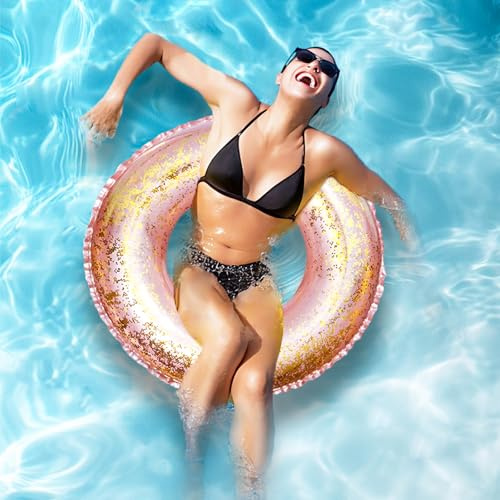 Einhorn Schwimmring, ACTOYS Luftmatratze Einhorn Glitzer, Aufblasbares Einhorn Pool, Einhorn Schwimmtier Groß, Schwimmreifen Einhorn, Einhorn Schwimmen, für Kinder und Erwachsene (Rosa, S)