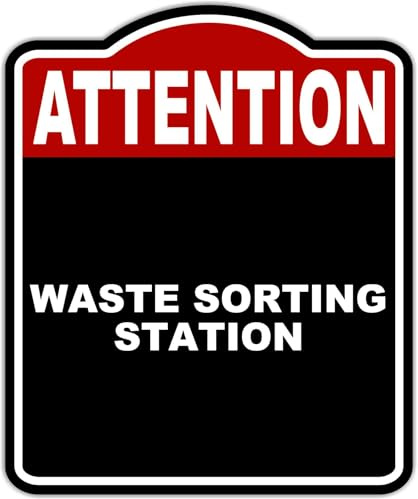 WASTE SORTING STATION Attention Red Black Aluminum Composite Sign 20 x 24 inches
