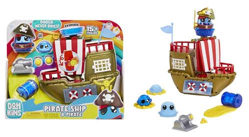 MGA Entertainment DohKins Pirate Ship Playset & Pirate - La pâte ne sèche jamais, Pas de Gluten, Convient aux collectionneurs et aux Enfants de Plus de 3 Ans