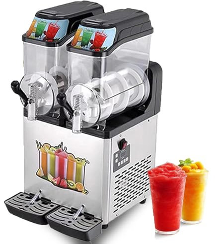 Dfdieratve MáQuina de Granizados Profesional de 12 L para el Hogar, Sin Hielo, Autolimpiable, para Batidos, CóCteles, FrappéS y MáS,Double Cylinder