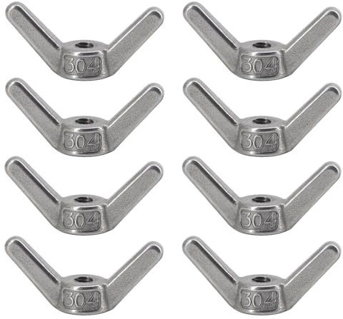 Dadi ad alette M8 in acciaio inox 304, 8 pezzi, a farfalla, a mano, per stringere i dadi delle orecchie