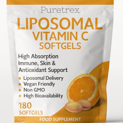 Puretrex Liposomal Vitamin C Softgels, High Absorption, Vegan, Non-GMO, 180 Count