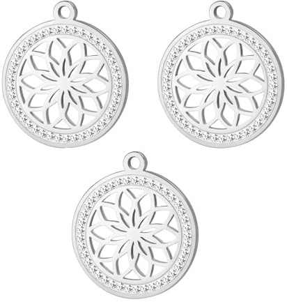 kkjoy 3Pcs Ciondoli di Fiore della Vita Fai-da-te in Acciaio Inox per la Creazione di Gioielli e l'Artigianato, per Fare Orecchini Collana Bracciale