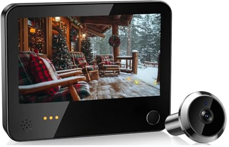 VEKELETE Sonnette de Porte Intelligente Judas de Porte Caméra œil de Chat Caméra de Surveillance vidéo WiFi Interphone visuel Détection de Mouvement PIR(Door Camera,Without Card)