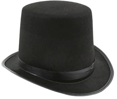 Sombrero de copa negro para adultos, unisex, clásico, de fieltro con banda de satén, accesorio de disfraz para mago, steampunk, carnaval, teatro, bodas y Halloween, cosplay victoriano