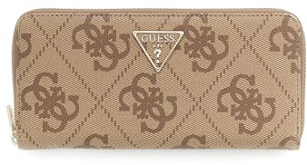 GUESS Geldbörse Laurel II Large Zip Around Wallet Latte Logo/Brown braun