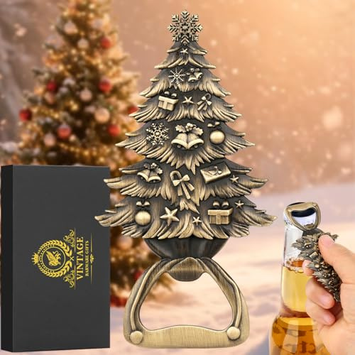 Apribottiglie per albero di Natale con scatola regalo, decorazioni natalizie, apribottiglie novità, regali di birra per gli uomini, regali di Natale per papà, regalo di Capodanno per bevitori di birra
