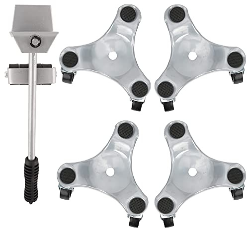 Set Trasporto Mobili, Piastra Motrice Sollevatore per Carichi Pesanti con 4 Piastre Mobili, Capacità di Portata 400KG per Divano, Frigorifero, Pianoforte, Strumenti di Movimento