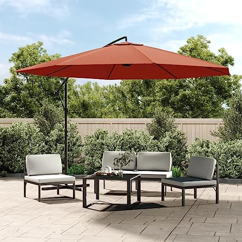Ampelschirm Aluminium-Mast 350 cm Terrakotta, Sonnenschutz für Terrassen & Außenbereiche, Schattenstoff, Markisen & Sonnensegel für draußen