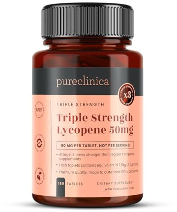 Lycopene 50mg x 180 Tablets (6 Months Supply). 300% Strength of Regular Lycopene Tablets.