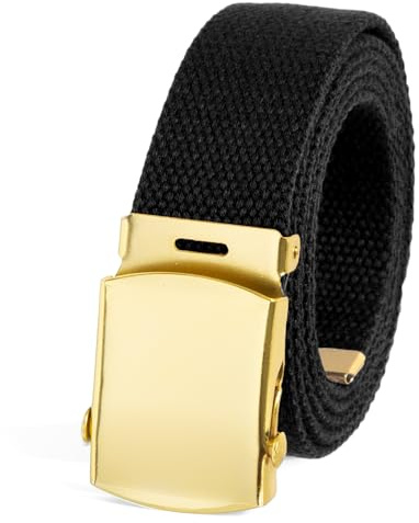 BC Belts Canvas Web Belt Military Style with Brass Buckle and Tip 54 Long Many Colors (Black)