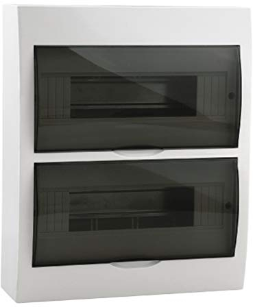 Kanlux Sicherungskasten Kleinverteiler IP40 aufputz Unterverteilung 1-2 reihig 4,6,8,12,18,24,36 Module (24 Module / 2-reihig, weiß, Kunststoff, wasserabweisend)